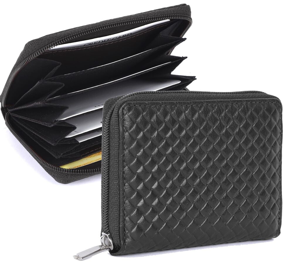 1772 Leather 12 Credit or Debit Card Holder Black | Unisex RFID Blocking